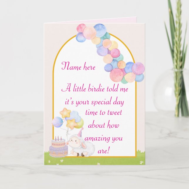 En liten Birdie sa att det är din födelsedag Helgkort (Framsida)