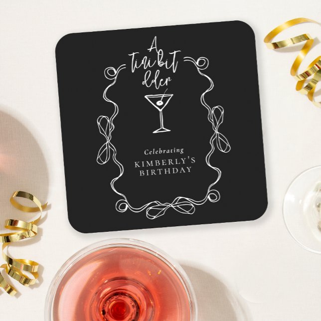 En liten bit äldre Hand plockade Black-Födelsedags Underlägg Papper Kvadrat (Skapare uppladdad)