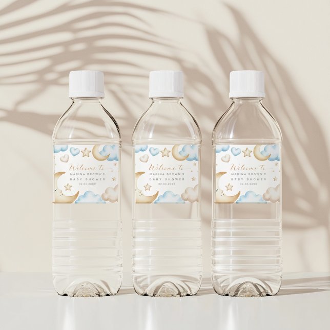 En liten bit av himlen baby shower vattenflaskor etikett (a little piece of heaven is on the way water bottle wrapper)
