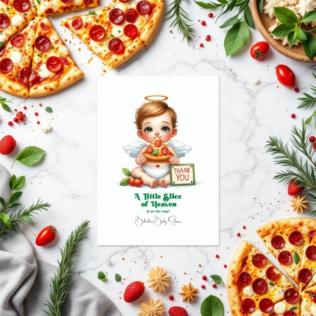 En liten bit av himlen - Babyskor Tack Kort (A Little Slice of Heaven - Baby Shower Thank You Card)