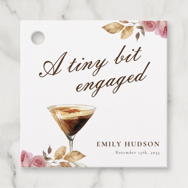En liten bit Espresso Martini Bröllopsfest Gåvor Etiketter (Framsida)
