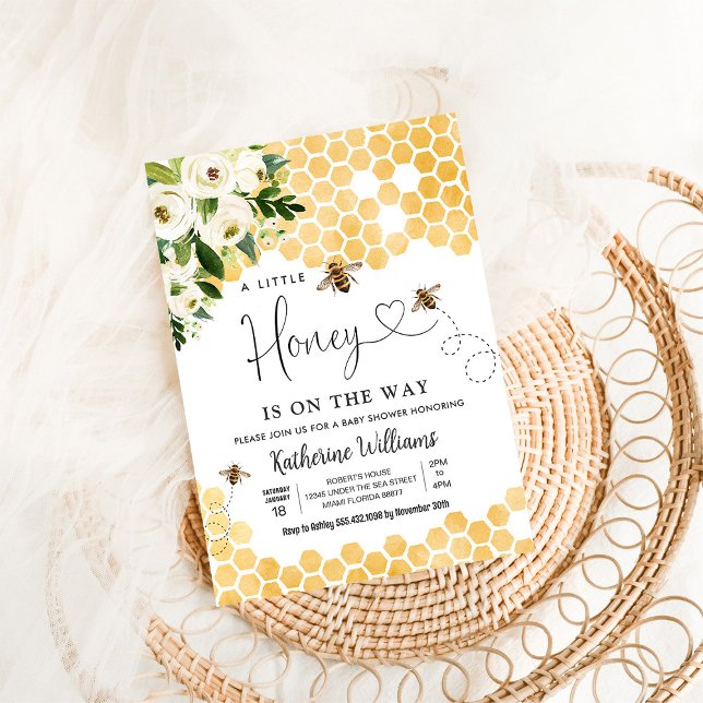 En Liten Biten Honung Är På Väg Bietema Babykalas Inbjudningar (Skapare uppladdad)