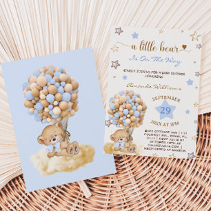 En liten björn Blå Baby Boy Shower Inbjudningar
