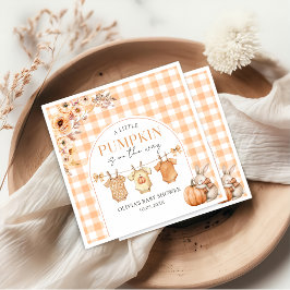 En liten Blommigt av Pumpkin Fall Baby Shower Napk Pappersservett