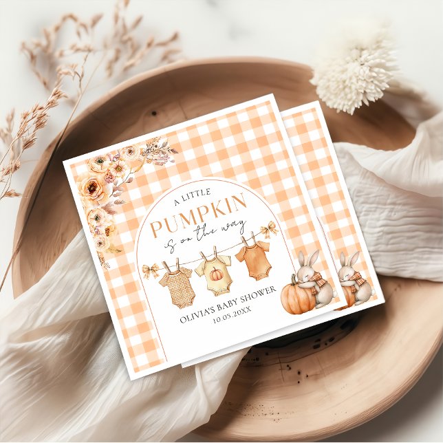 En liten Blommigt av Pumpkin Fall Baby Shower Napk Pappersservett (Skapare uppladdad)