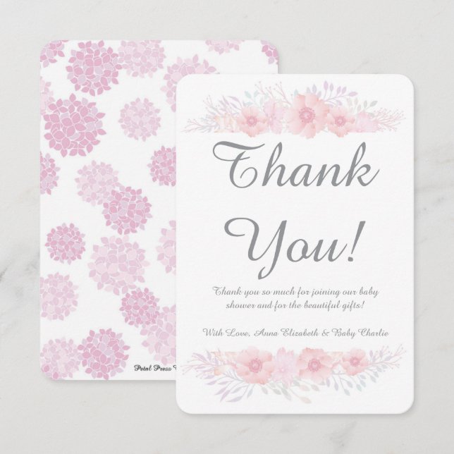 en liten blommigt, en liten babydusch botanisk tack kort (Fram/baksida)