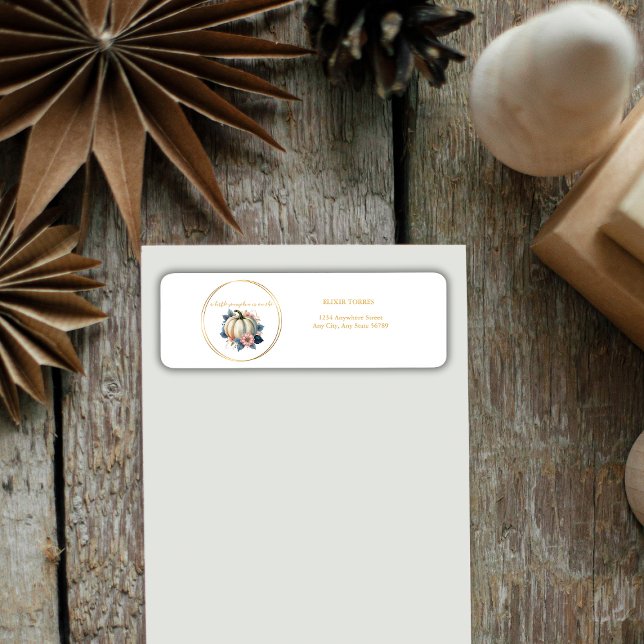 En liten Blommigt för höstfälla för hösten Returadress Etikett (Skapare uppladdad)