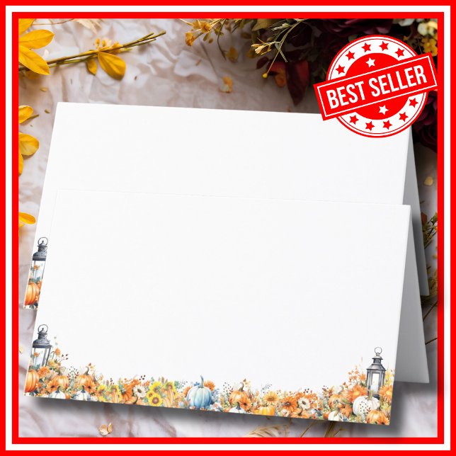 En liten Blommigt för hösthöstens höstblomma Placeringskort (A Little Pumpkin is on the Way Fall Autumn Floral Baby Shower Place Cards )