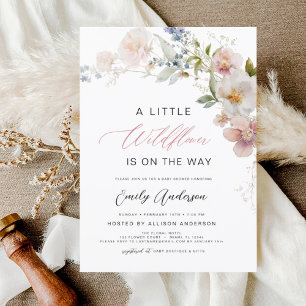 En liten Blommigt för Wildblomma Baby Shower-Elega Inbjudningar