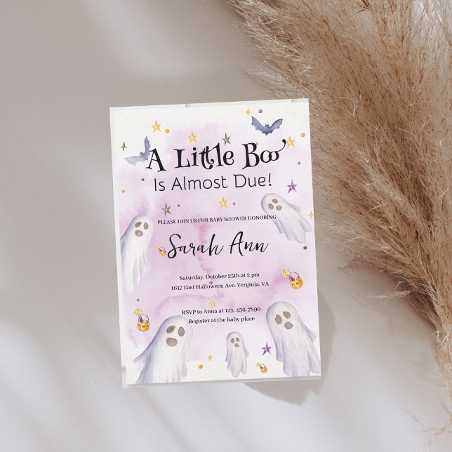 En liten boj är nästan på grund av babyskåda inbjudningar (A Little Boo Is Almost Due Baby Shower Invitation)