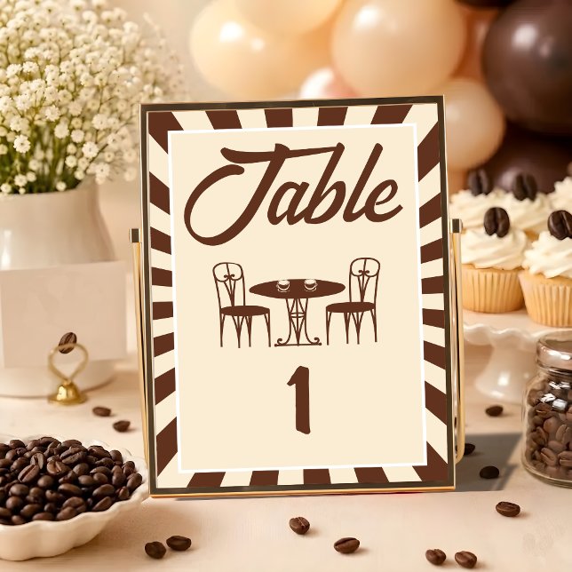En liten böna brygger kaffe Baby Shower  Bordsnummer (Skapare uppladdad)