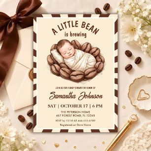 En liten böna brygger kaffe Baby Shower Inbjudningar