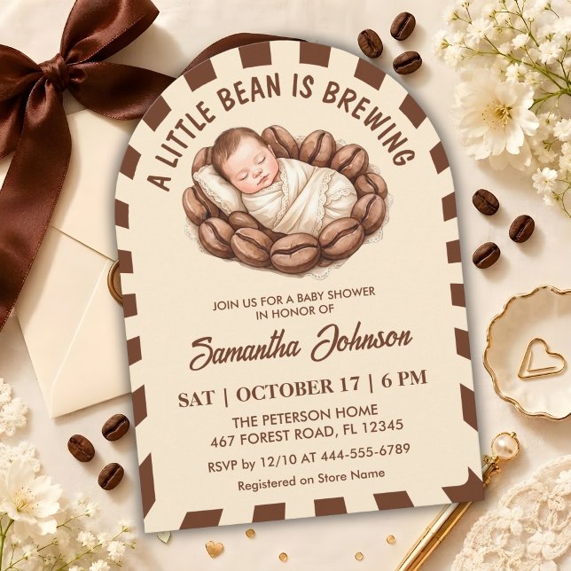 En liten böna brygger kaffe Baby Shower Inbjudningar (Skapare uppladdad)
