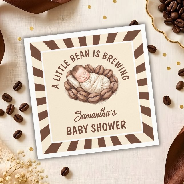 En liten böna brygger kaffe Baby Shower Pappersservett (Skapare uppladdad)