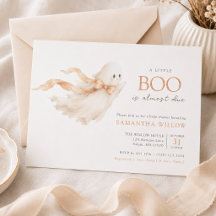 En liten Boo Akvarell Halloween Baby Shower