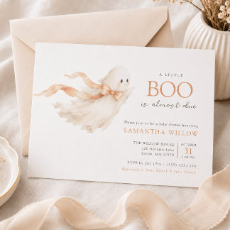 En liten Boo Akvarell Halloween Baby Shower Inbjudningar