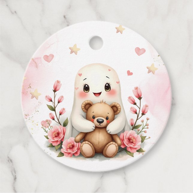 En liten boo är Anpassningsbarna Cute Flicka Ghost Gåvor Etiketter (Framsida)