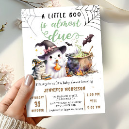 En liten Boo är nästan DUE! Halloween Baby Shower Inbjudningar