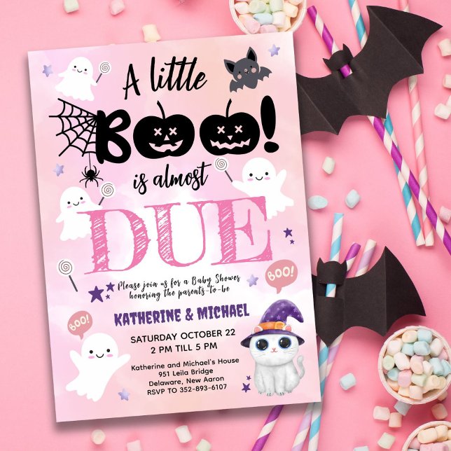 En liten boo är nästan DUE | Halloween Baby Shower Inbjudningar (Skapare uppladdad)