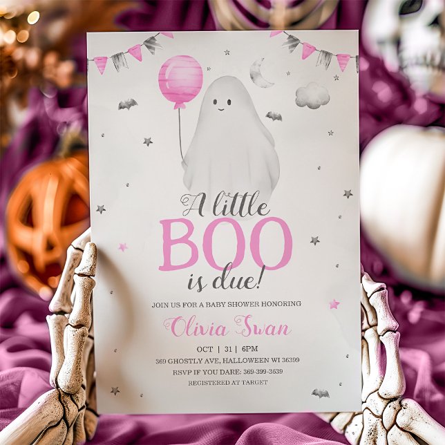 En liten boo är nästan en inbjudan till babyvisnin (A Little Boo is Almost Due Baby Shower Invitation)