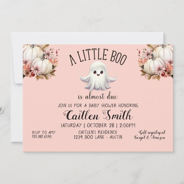 En liten boo är nästan färdig med Baby Shower Rosa Inbjudningar (Framsida)