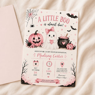 En liten Boo är nästan förfallen Halloween Baby Sh Inbjudningar