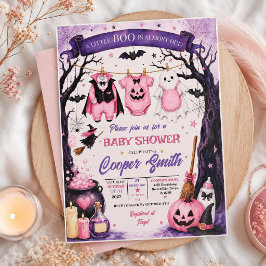 En liten Boo är nästan förfallen Halloween Baby Sh Inbjudningar
