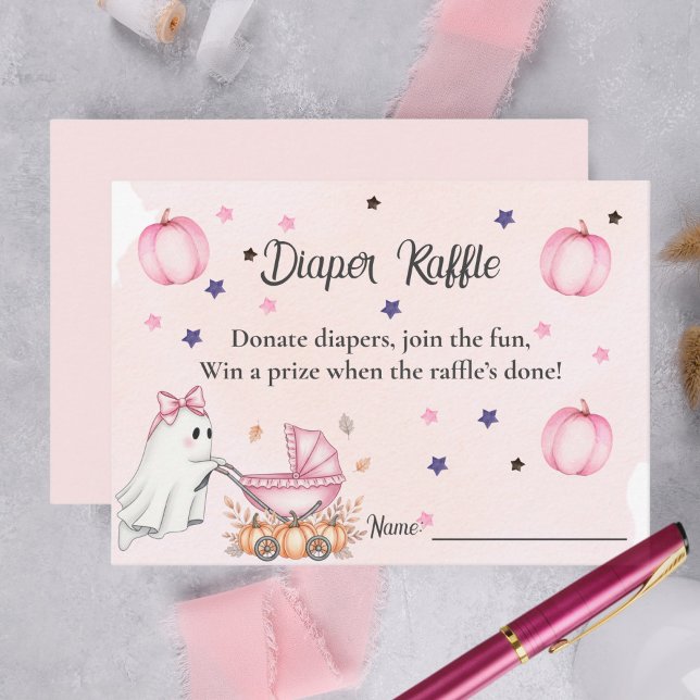 En liten boo är nästan förfallen Raffle Biljett Tilläggskort (A Little Boo is Almost Due Diaper Raffle Ticket Enclosure Card)