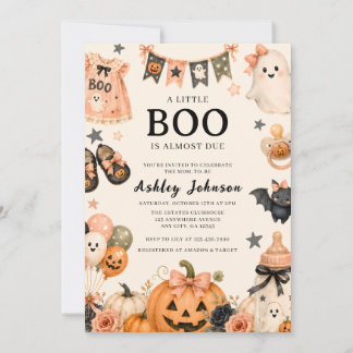 En liten Boo är nästan förfallen Rosa Halloween Ba Inbjudningar