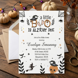 en liten boo är nästan framme halloween baby showe inbjudningar