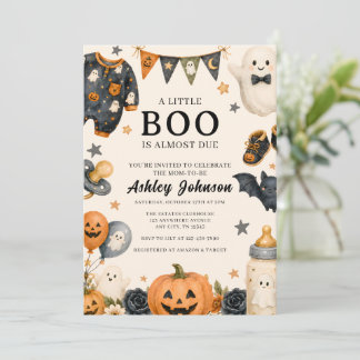 En liten BOO är nästan framme Halloween Baby Showe Inbjudningar