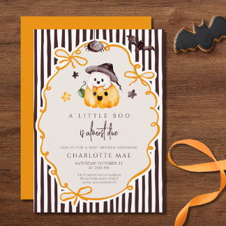 En liten Boo är nästan här Halloween Baby Shower Inbjudningar