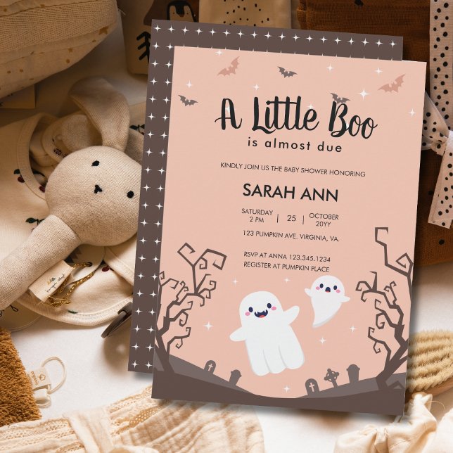 En liten boo är nästan klar med babyskidådaren Gho Inbjudningar (A Little Boo Is Almost Due Baby Shower Ghost Invitation)