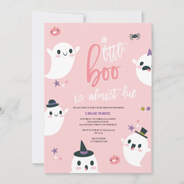En liten boo är nästan på grund av Ghost Baby Show Inbjudningar (Framsida)