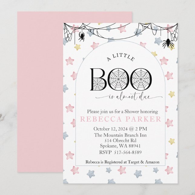 En liten boo är nästan på plats med Baby Shower Inbjudningar (Fram/baksida)