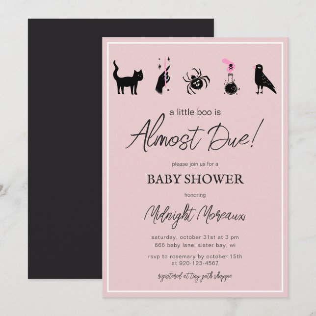 En liten boo är nästan på väg att bli Halloween-ba Inbjudningar (Fram/baksida)