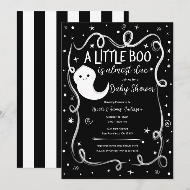 En liten boo är nästan på väg till Halloween Baby  Inbjudningar (Fram/baksida)