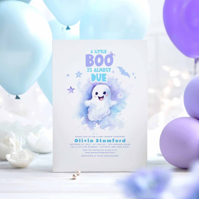 En liten boo är nästan på väg till Halloween Baby  Inbjudningar (A Little Boo Is Almost Due - Cute Little Ghost Baby Shower Invitations)