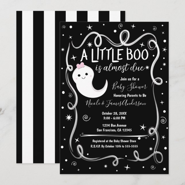 En liten boo är nästan på väg till Halloween Baby  Inbjudningar (Fram/baksida)
