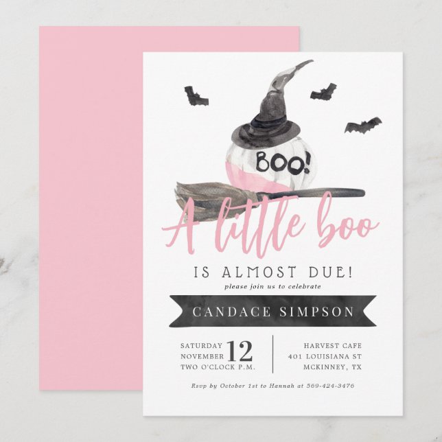 En liten boo är nästan på väg till Halloween Baby  Inbjudningar (Fram/baksida)