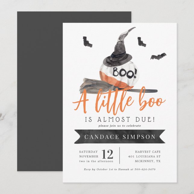 En liten boo är nästan på väg till Halloween Baby  Inbjudningar (Fram/baksida)