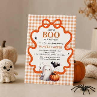 En liten Boo är på väg Orange Halloween Baby Showe Inbjudningar