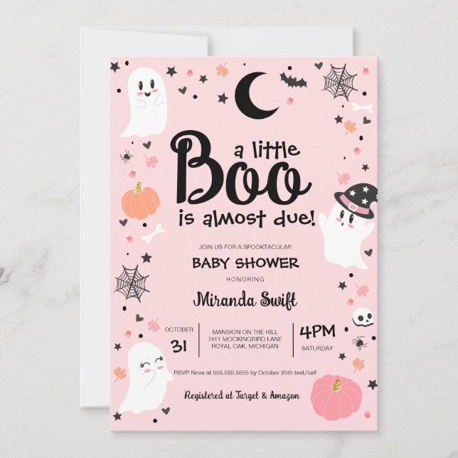 En liten boo är snart klar, Cute Ghost Baby Shower Inbjudningar (Framsida)