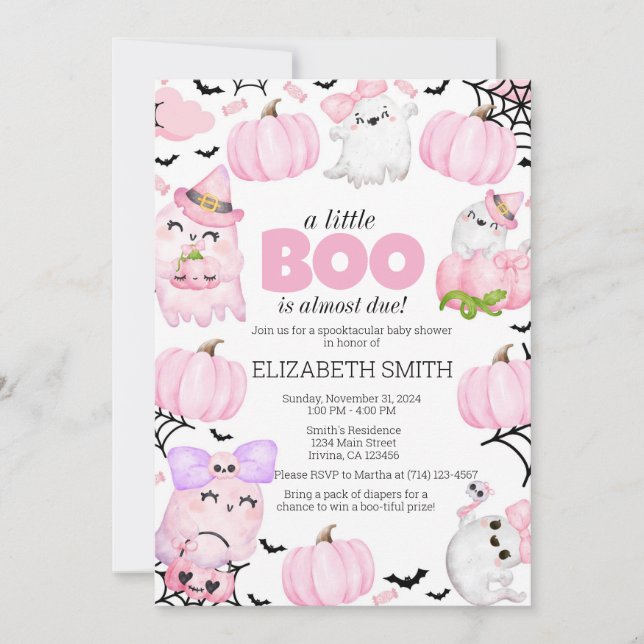 En liten boo är snart klar! Halloween Baby Shower Inbjudningar (Framsida)
