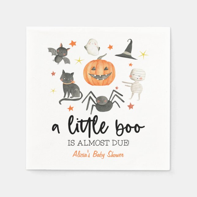 En liten boo är snart över! Baby Shower Halloween Pappersservett (Framsidan)