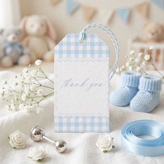 En liten Boo Baby Shower Blå Halloween Presentetikett (Skapare uppladdad)