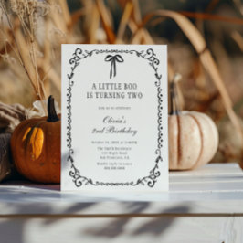 En liten Boo Black Bow Halloween 2:a födelsedagen Inbjudningar