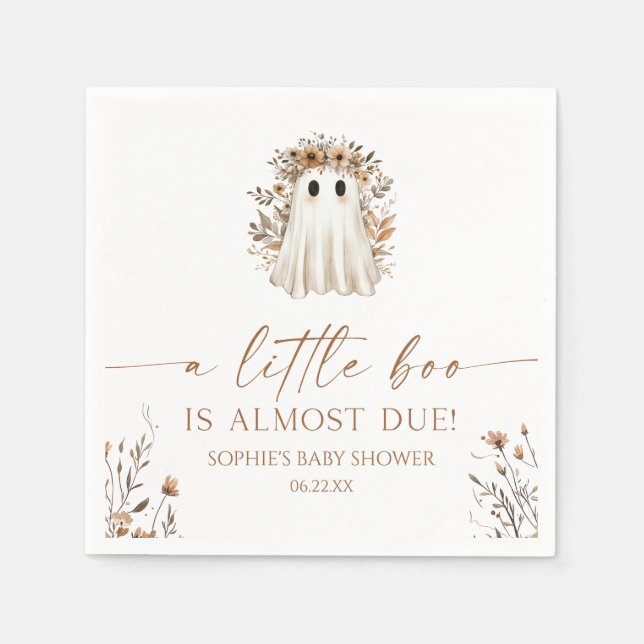 En liten Boo Boho Ghost WildblomBaby Shower Pappersservett (Framsidan)