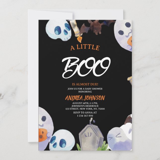 En liten Boo Boho-spök Halloween-bebis firande Inbjudningar (Framsida)
