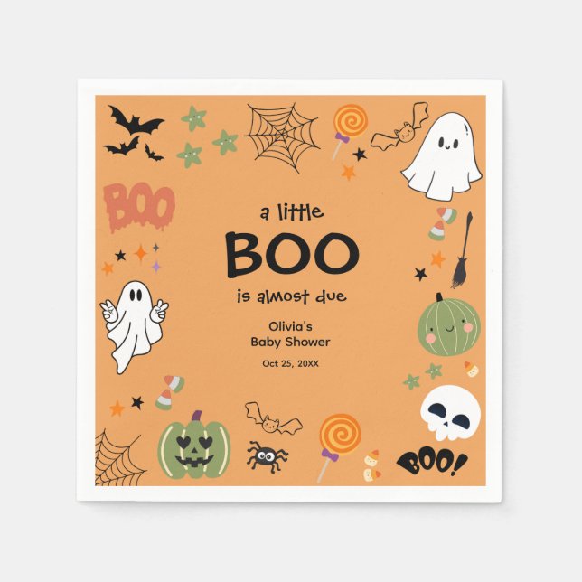 En liten Boo Cute Ghost Halloween Baby Shower Pappersservett (Framsidan)